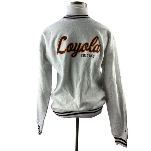 NWT Champion Reverse Weave Crew Loyola University Sweatshirt Gray Size Medium - Picture 2 of 9